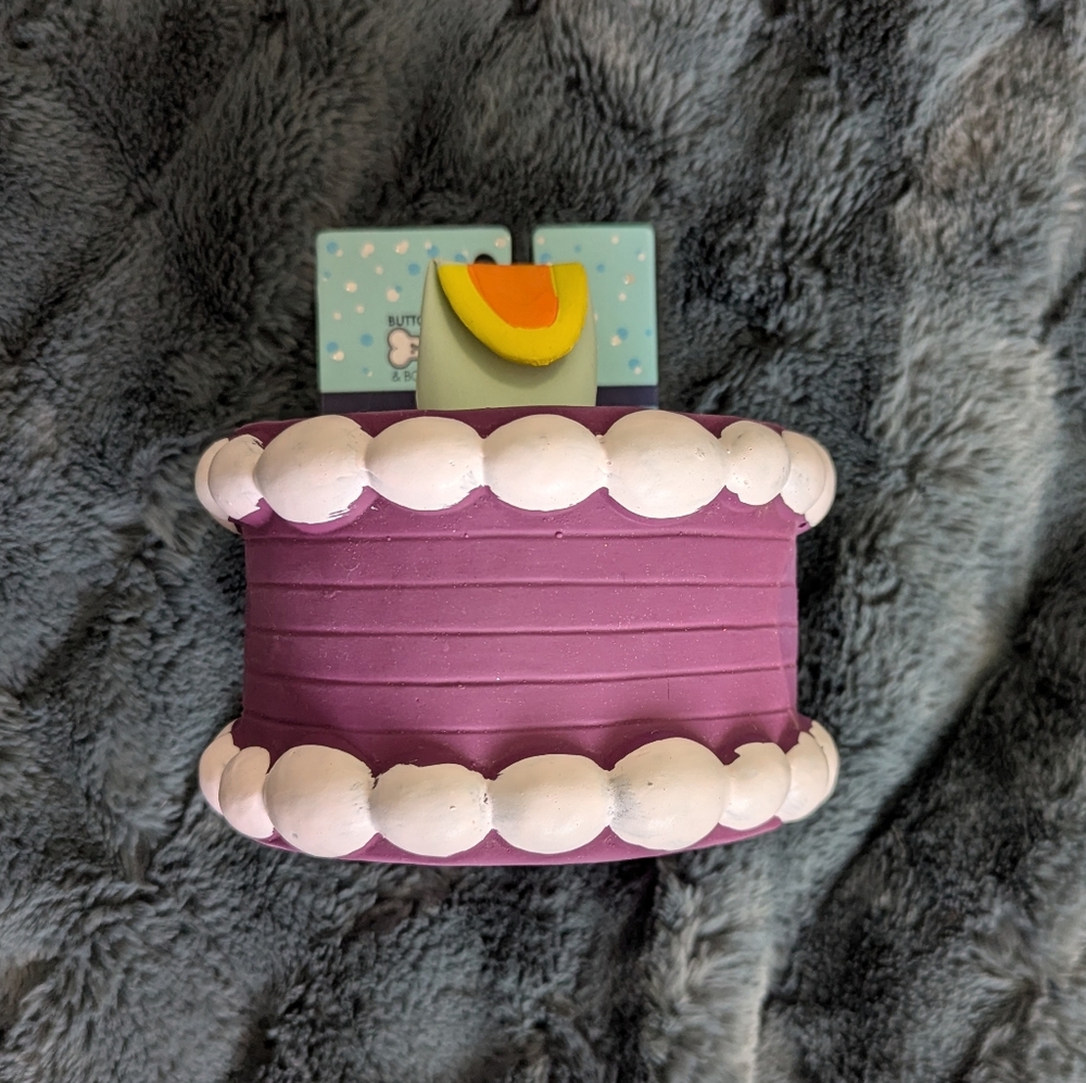 Buttons & Bones Purple and White Cake-Shaped Dog Toy